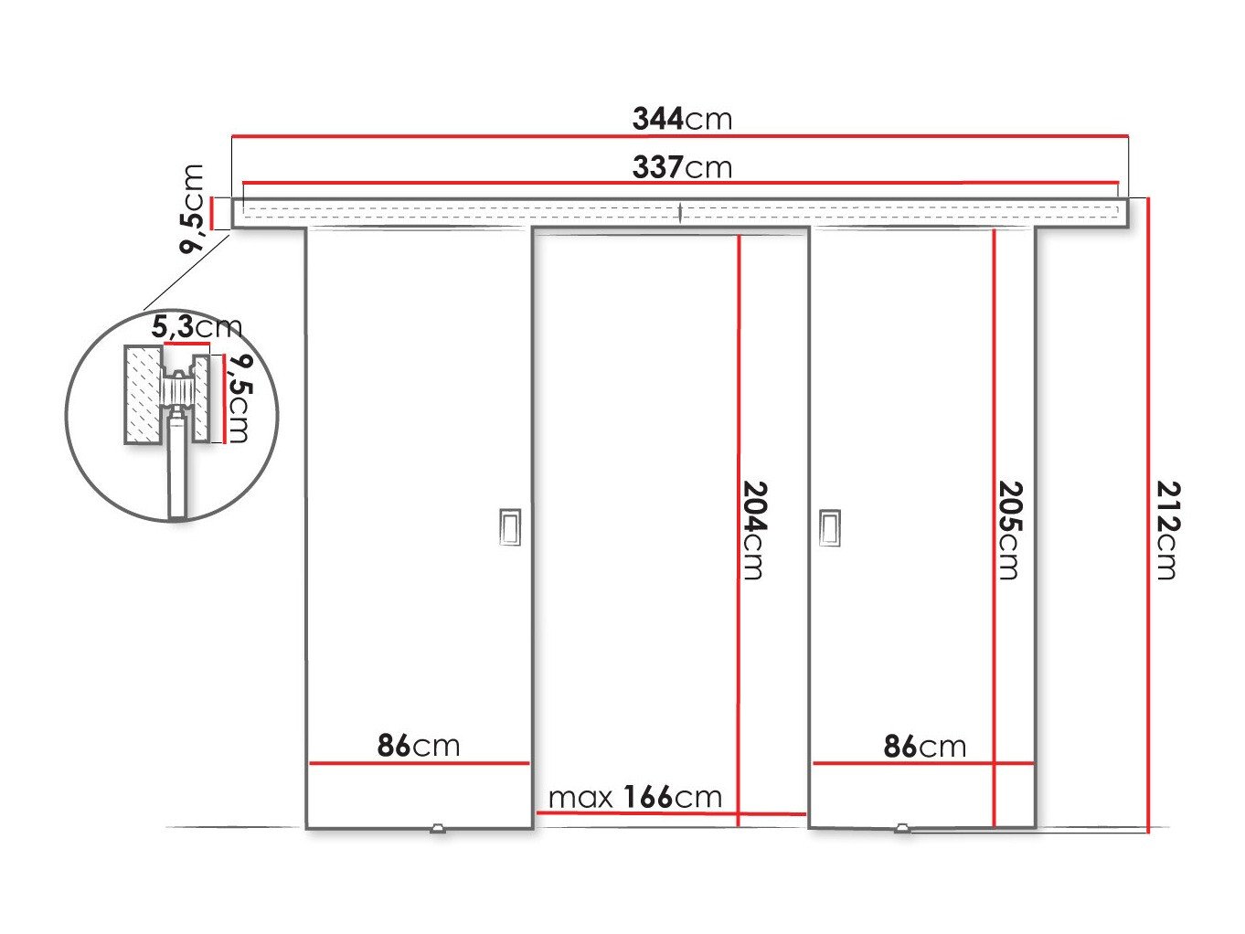 Porte coulissante Dover 200 (Graphite)