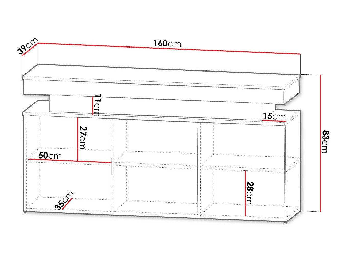 Buffet Monfero (Noir + Noir brillant)