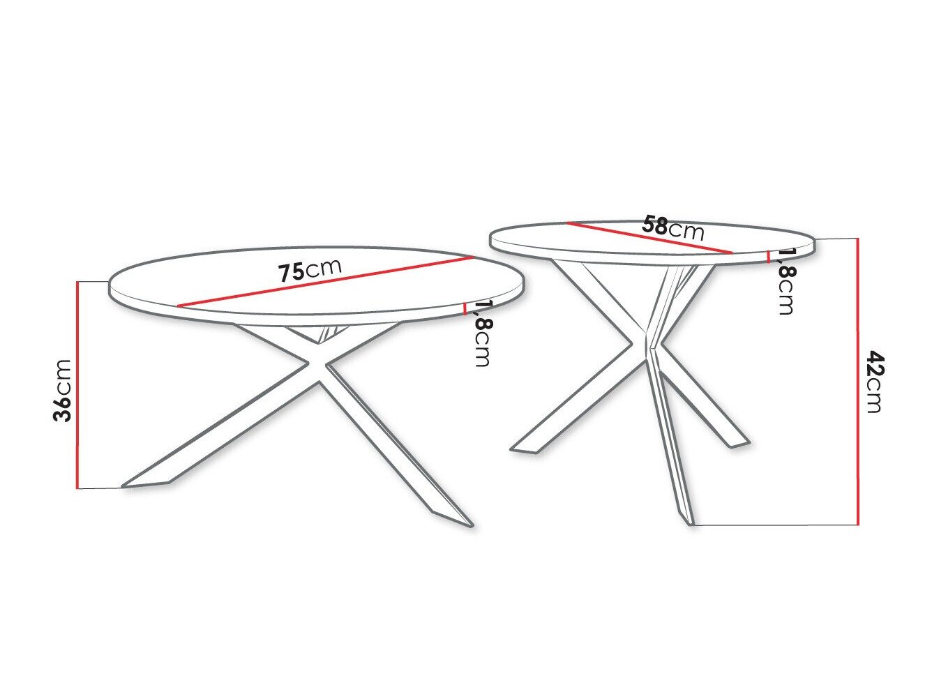 Ensemble tables basses Oswego 108 (Marbre blanc + Noir)