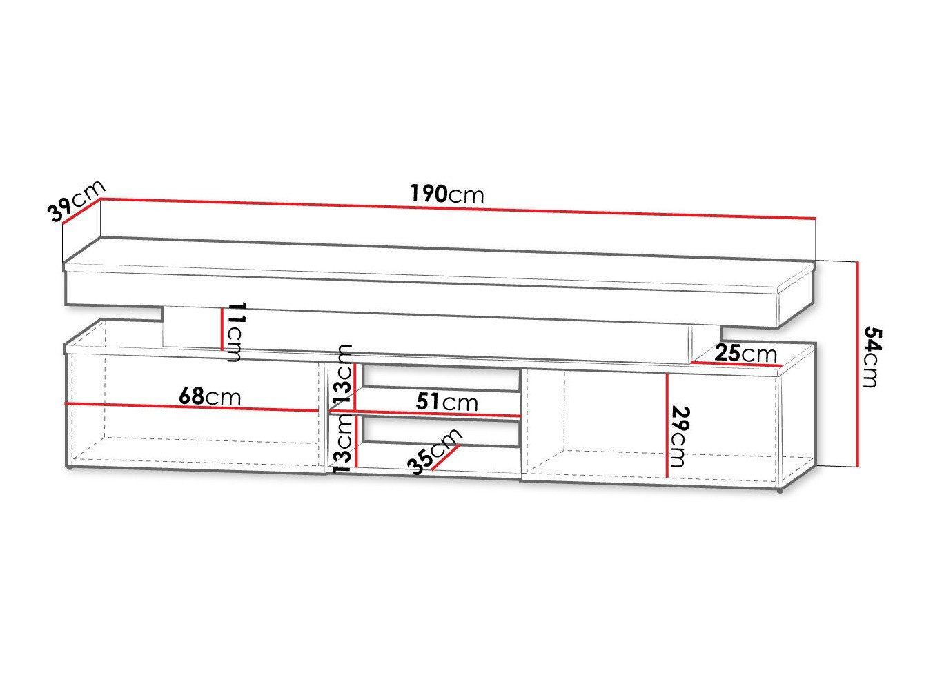 Meuble TV Monfero (Blanc + Blanc brillant)