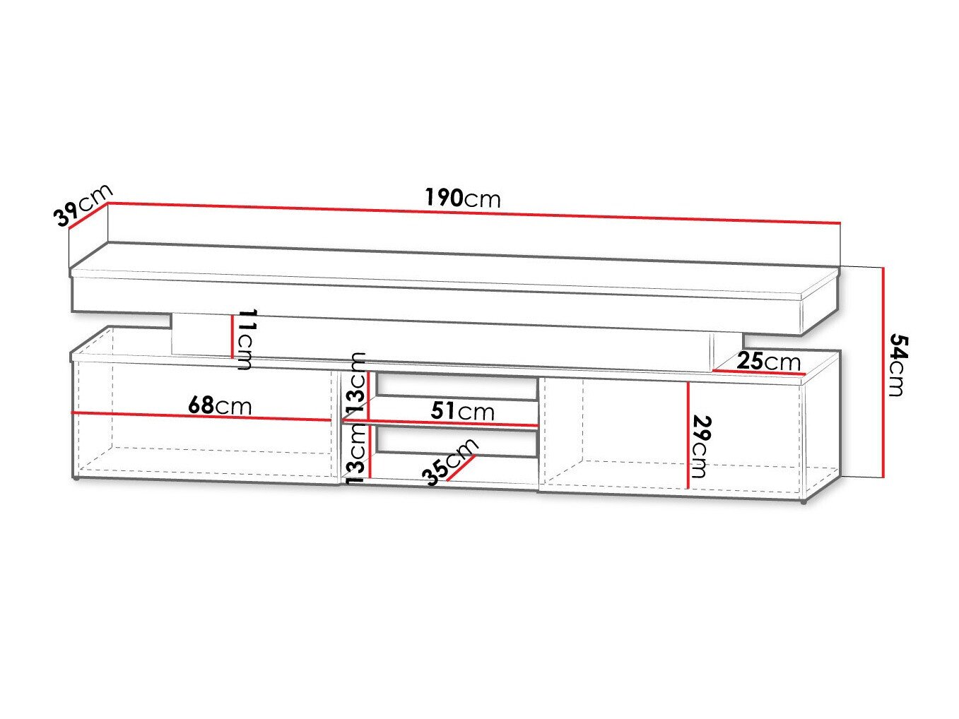 Meuble TV Monfero (Noir + Noir brillant)