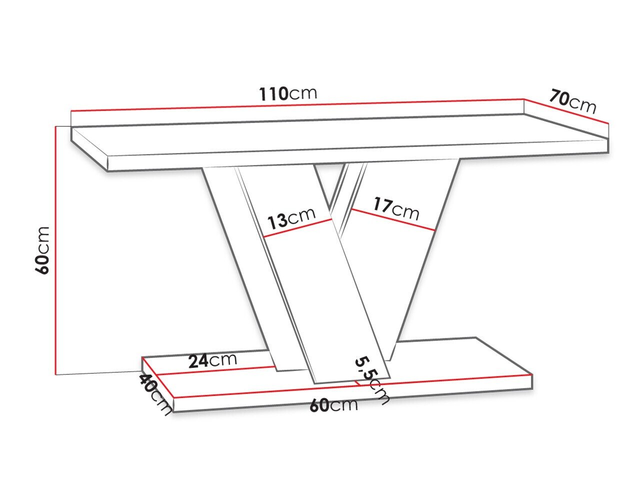 Table basse Goodyear 128 (Gris + Blanc)