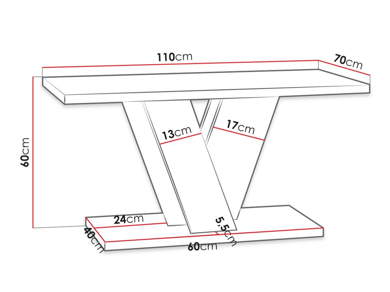 Table basse Goodyear 128 (Gris + Noir)