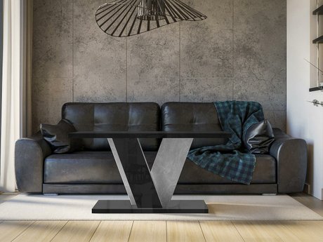 Table basse Goodyear 128 (Noir brillant + Béton)