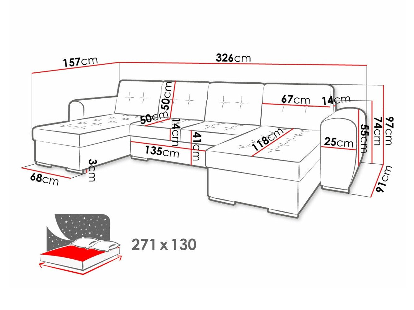 Canapé d'angle Arvada 117 (Monolith 85)