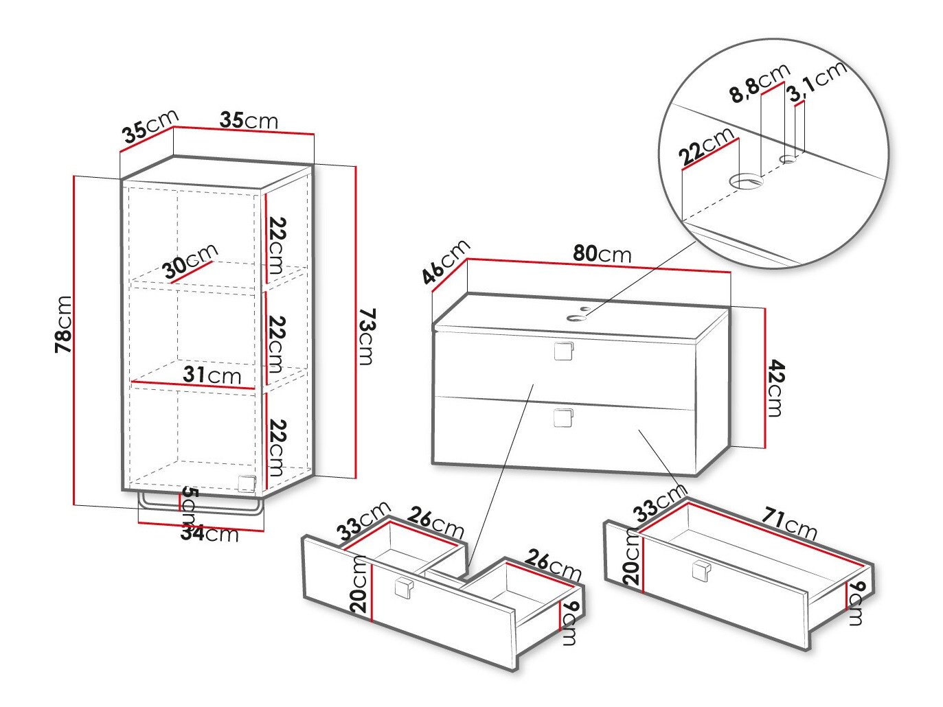 Ensemble de salle de bain Orlvera 104 (Blanc)