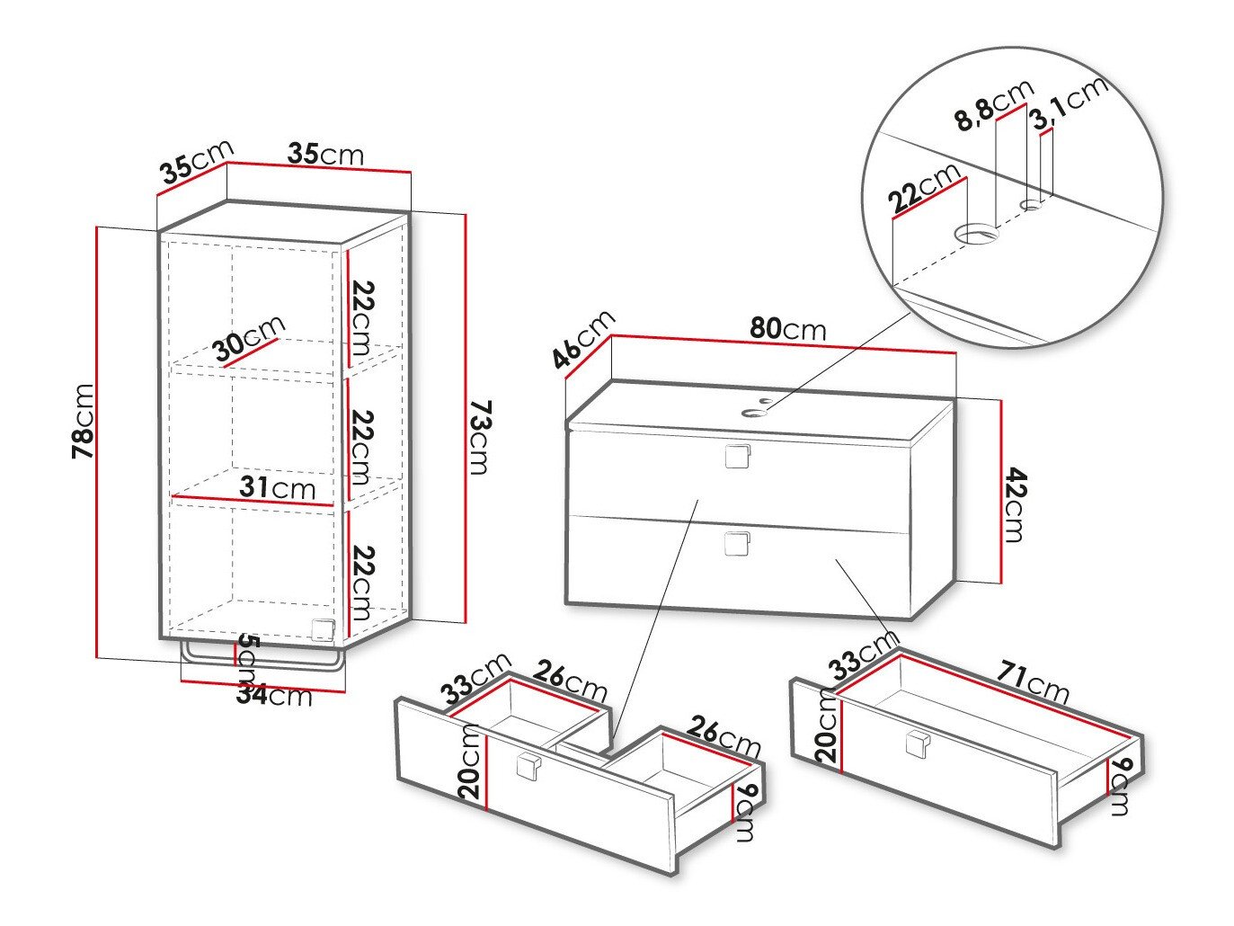 Ensemble de salle de bain Orlvera 104 (Gris)