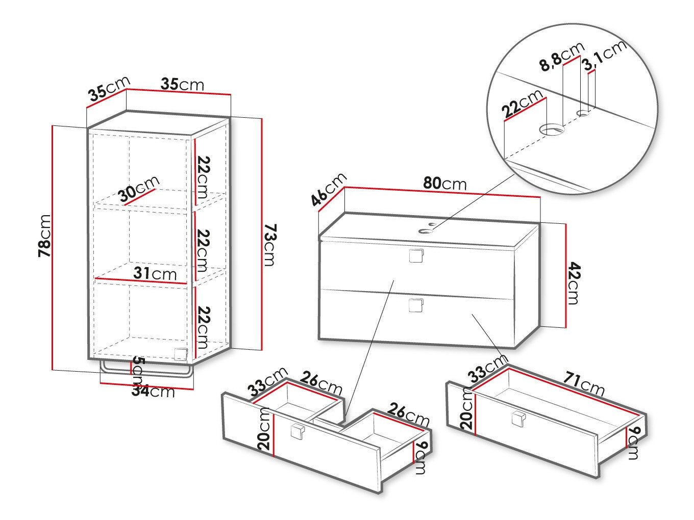 Ensemble de salle de bain Orlvera 104 (Gris)