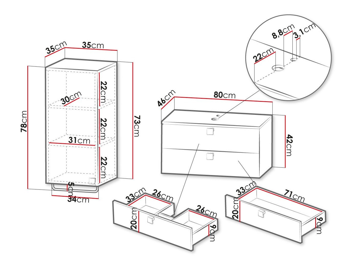 Ensemble de salle de bain Orlvera 104 (Noir)