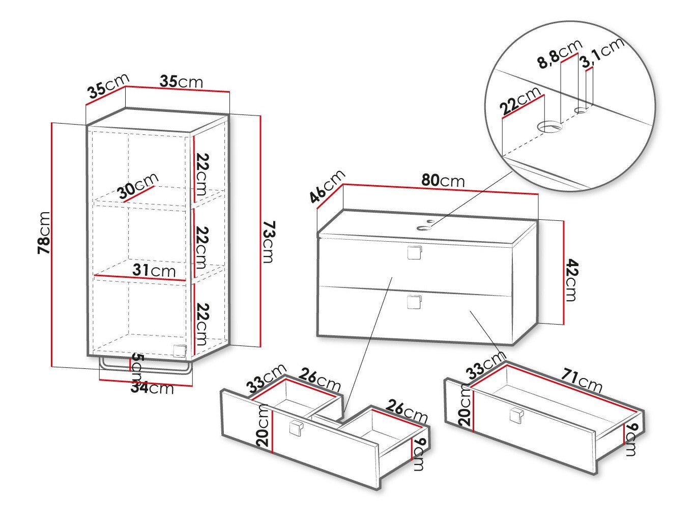 Ensemble de salle de bain Orlvera 104 (Noir)