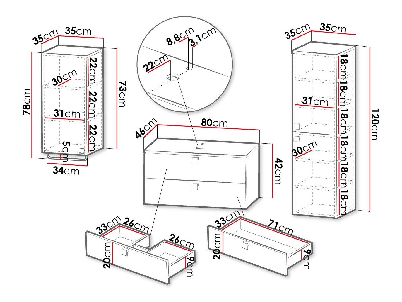 Ensemble de salle de bain Orlvera 105 (Blanc)