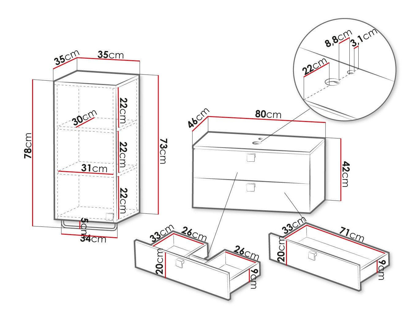 Ensemble de salle de bain Panium I (Blanc)