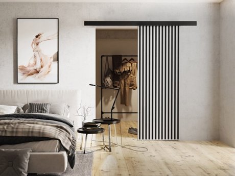 Porte coulissante Dover 201 (Blanc + Noir)