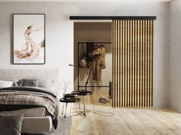 Porte coulissante Dover 203 (Chêne doré artisanal + Noir)