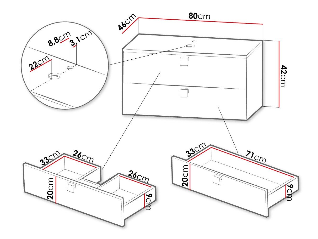 Armoire de salle de bains murale pour lavabo Panium (Blanc)