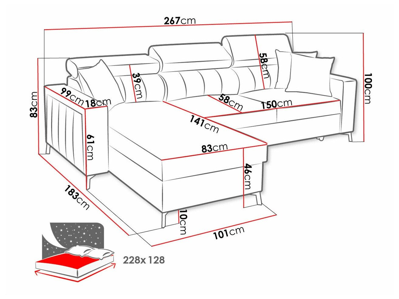 Canapé d'angle Sarasota 150 (Mono 234 + Botanical 36)