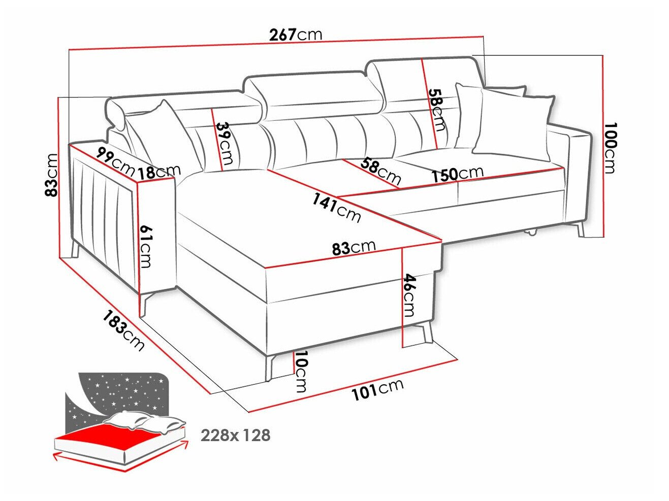 Canapé d'angle Sarasota 150 (Mono 244 + Botanical 36)