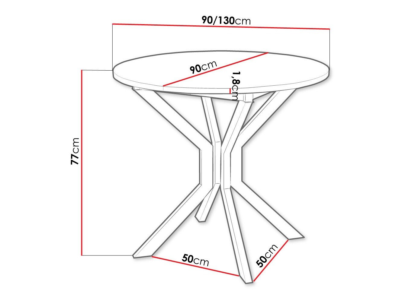 Table Edmond 111 (Marbre gris + Noir)