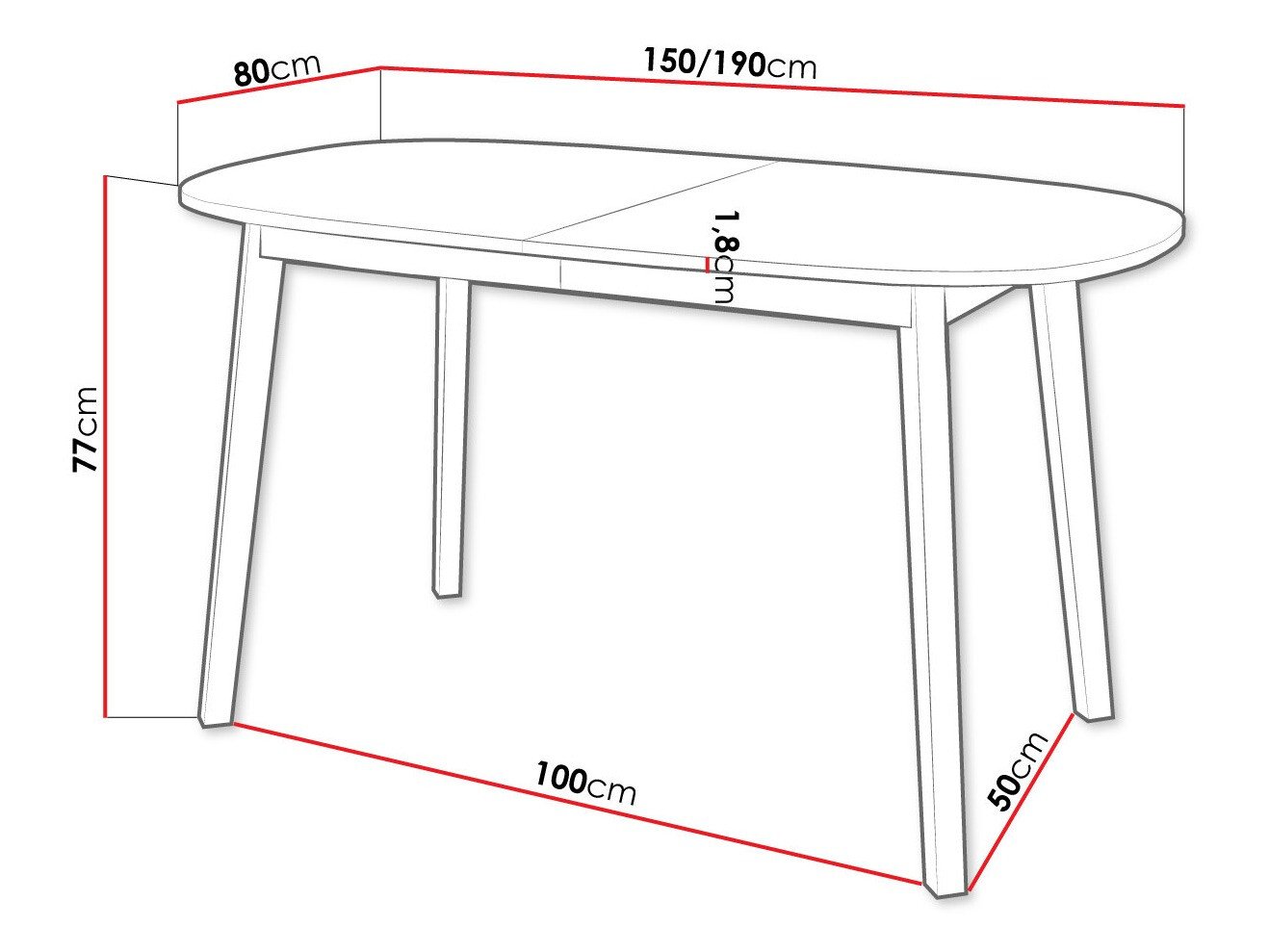 Table Edmond 114 (Blanc + Noir)