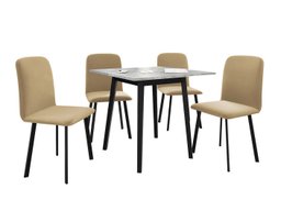 Salle à manger complète Edmond 116 (Marbre gris + Noir)