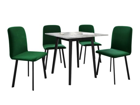 Salle à manger complète Edmond 116 (Marbre gris + Noir)