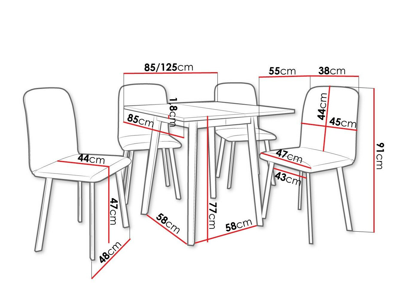 Salle à manger complète Edmond 116 (Chêne doré artisanal + Noir)