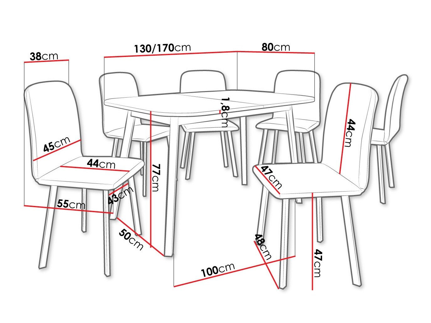 Salle à manger complète Edmond 117 (Chêne doré artisanal + Noir)