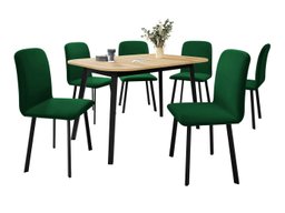 Salle à manger complète Edmond 117 (Chêne doré artisanal + Noir)