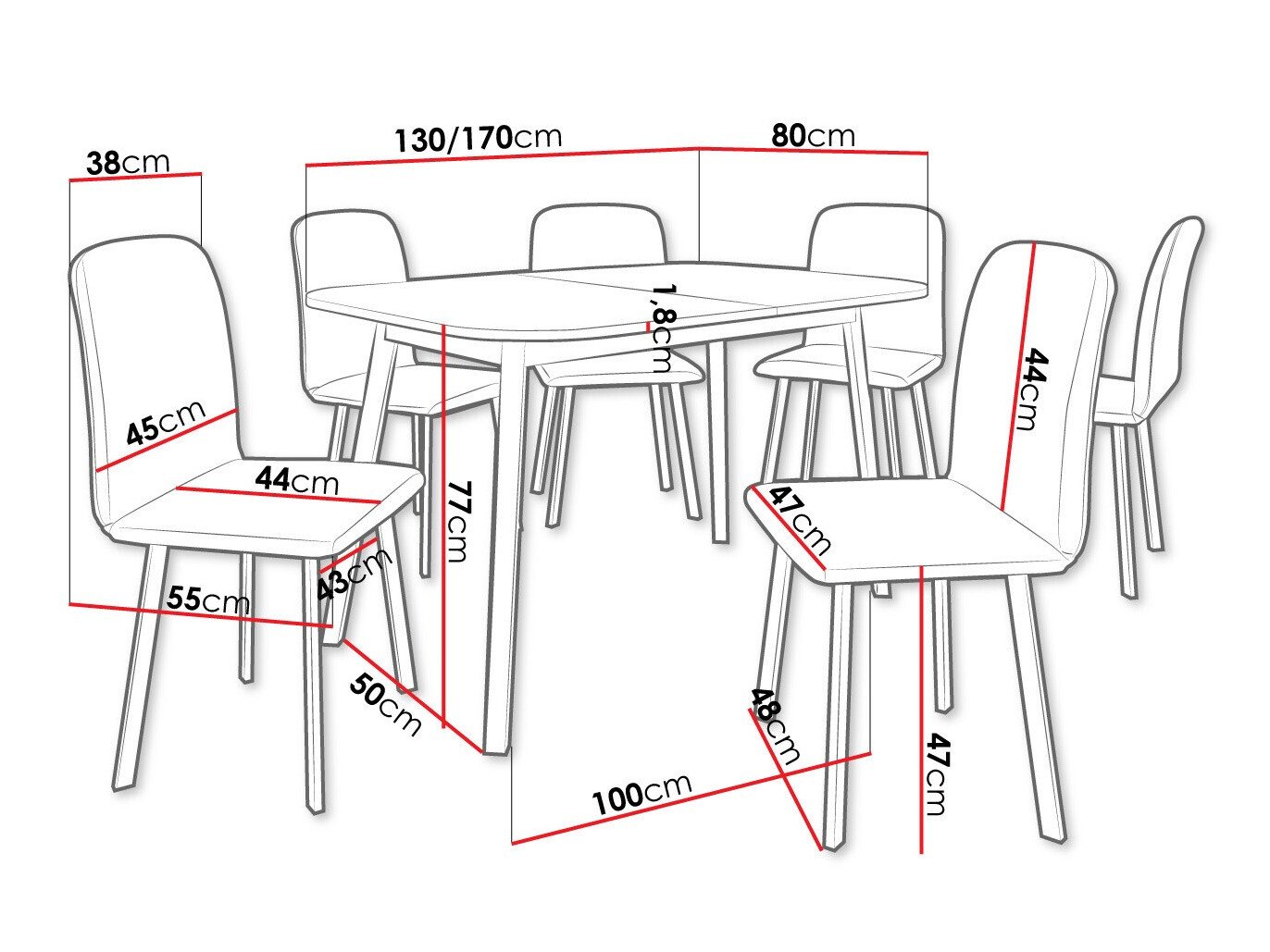 Salle à manger complète Edmond 117 (Chêne doré artisanal + Noir)