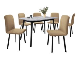 Salle à manger complète Edmond 117 (Marbre gris + Noir)