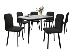 Salle à manger complète Edmond 117 (Marbre gris + Noir)