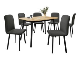 Salle à manger complète Edmond 117 (Chêne doré artisanal + Noir)