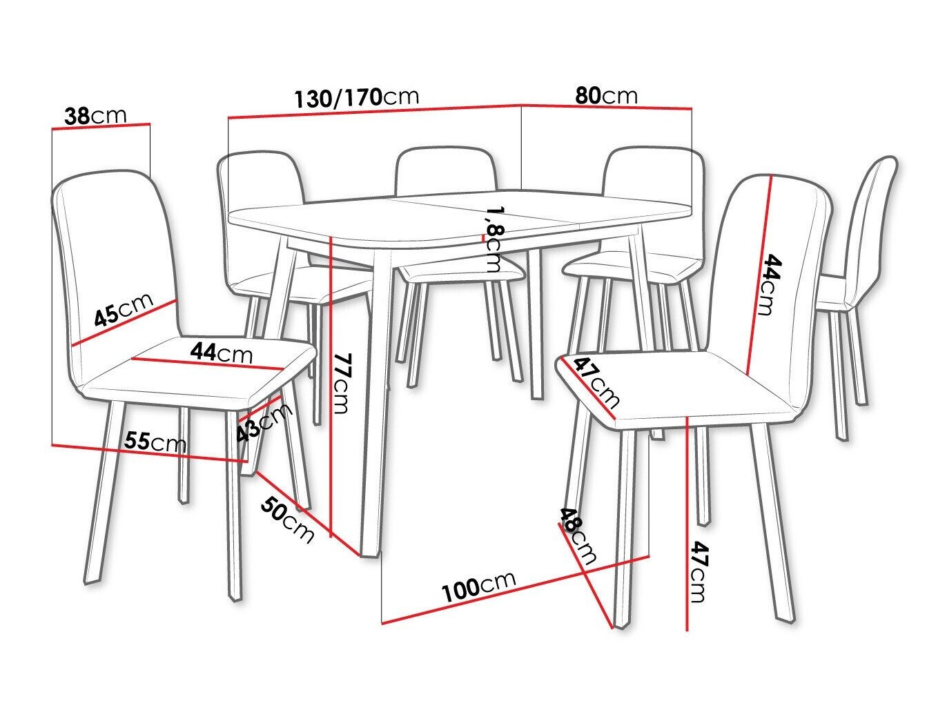 Salle à manger complète Edmond 117 (Chêne doré artisanal + Noir)
