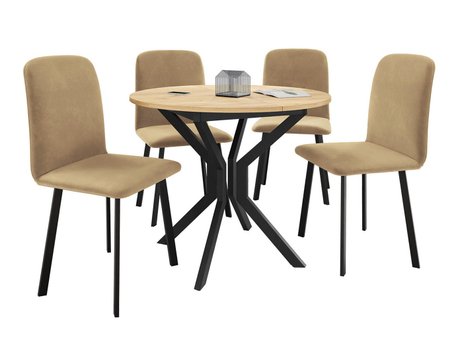 Salle à manger complète Edmond 118 (Chêne doré artisanal + Noir)