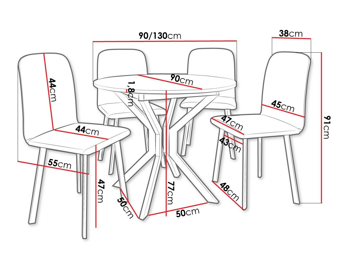 Salle à manger complète Edmond 118 (Chêne doré artisanal + Noir)