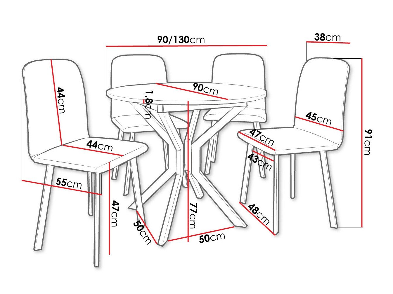 Salle à manger complète Edmond 118 (Chêne doré artisanal + Noir)