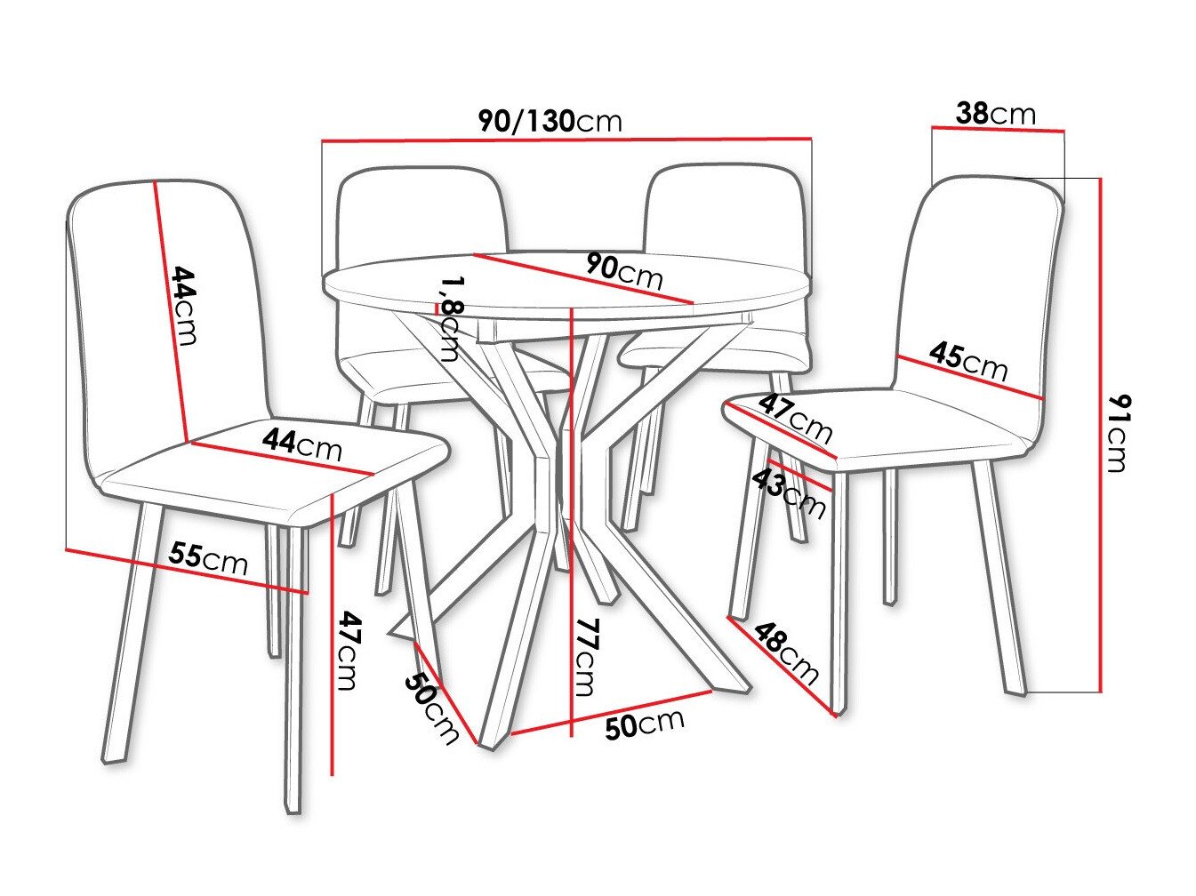 Salle à manger complète Edmond 118 (Chêne doré artisanal + Noir)