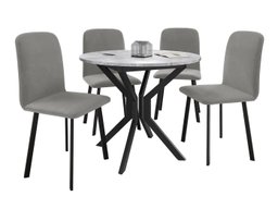 Salle à manger complète Edmond 118 (Marbre gris + Noir)