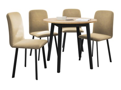 Salle à manger complète Edmond 119 (Chêne doré artisanal + Noir)