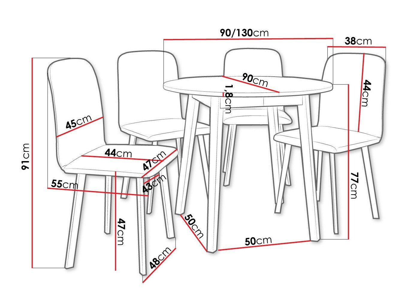 Salle à manger complète Edmond 119 (Chêne doré artisanal + Noir)