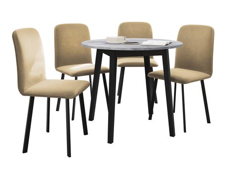 Salle à manger complète Edmond 119 (Marbre gris + Noir)