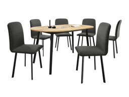 Salle à manger complète Edmond 121 (Chêne doré artisanal + Noir)