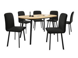 Salle à manger complète Edmond 121 (Chêne doré artisanal + Noir)