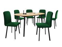 Salle à manger complète Edmond 121 (Chêne doré artisanal + Noir)