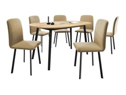 Salle à manger complète Edmond 121 (Chêne doré artisanal + Noir)