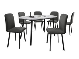 Salle à manger complète Edmond 121 (Marbre gris + Noir)