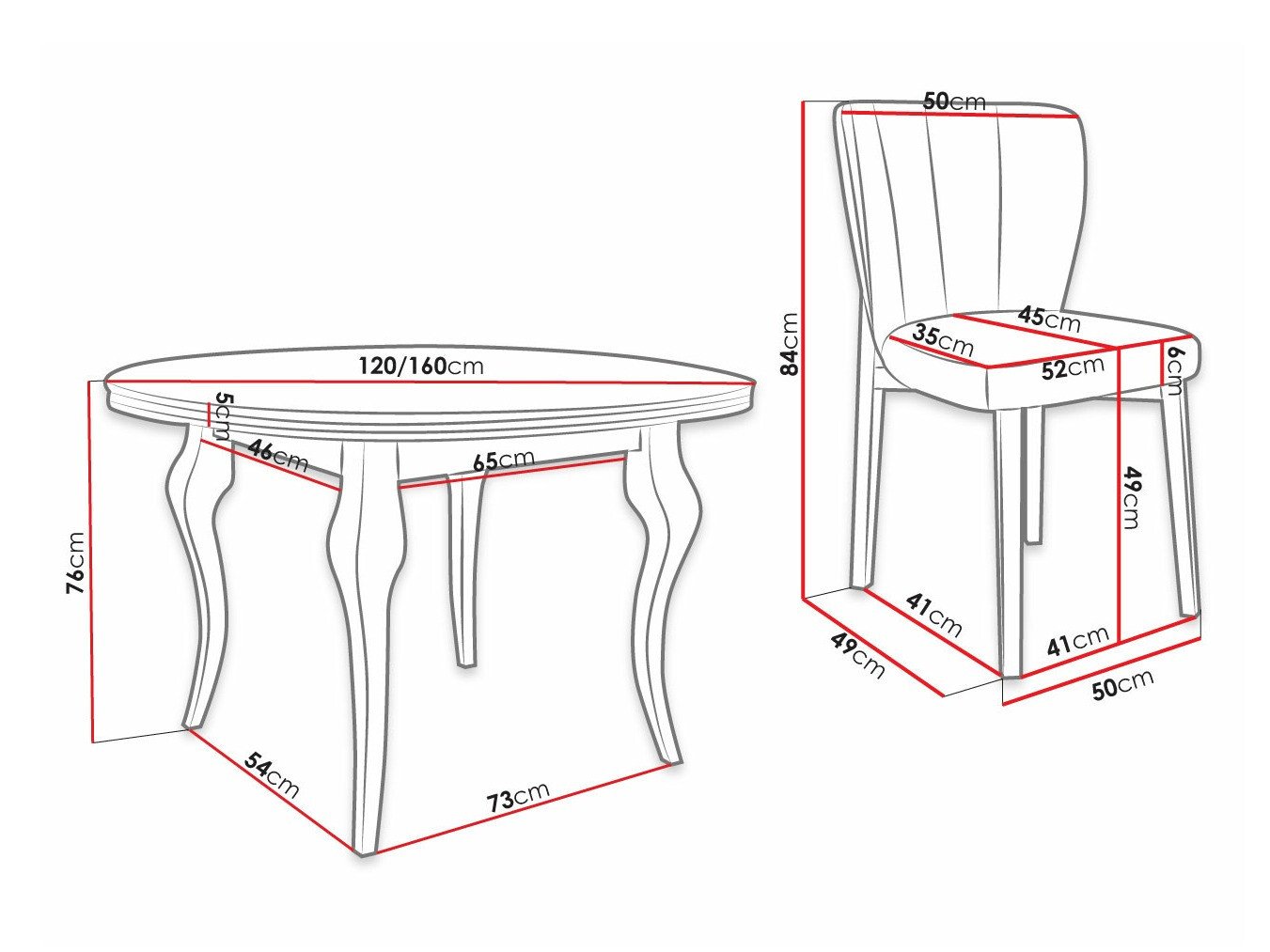 Salle à manger complète Racine 140 (Magic Velvet 2216)