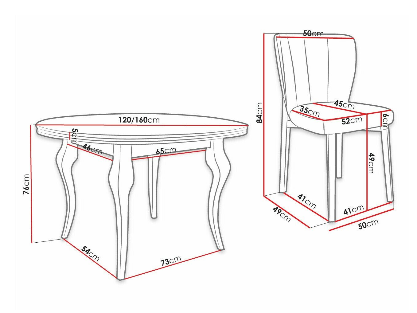 Salle à manger complète Racine 140 (Magic Velvet 2219)