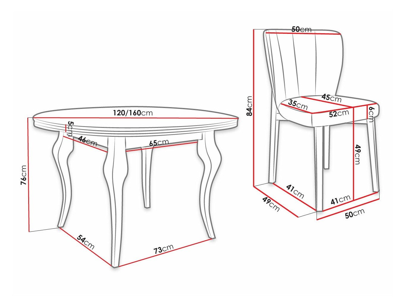 Salle à manger complète Racine 140 (Magic Velvet 2258)