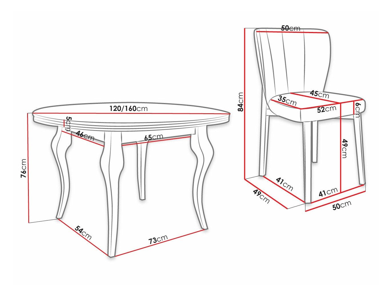 Salle à manger complète Racine 141 (Magic Velvet 2216)